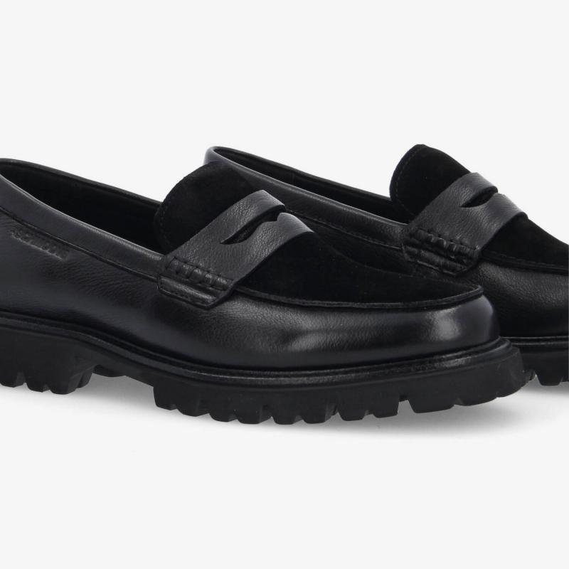 JOHNNY LOAFER M - GRAIN LTR/SUEDE - BLACK